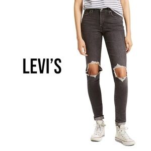 LEVI’S 721 High Rise Skinny | Textured Black | Women’s 28 | Distressed